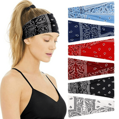 Boho Print Headband Elastic Hair Wrap Non Slip Sweat Band Yoga Running
