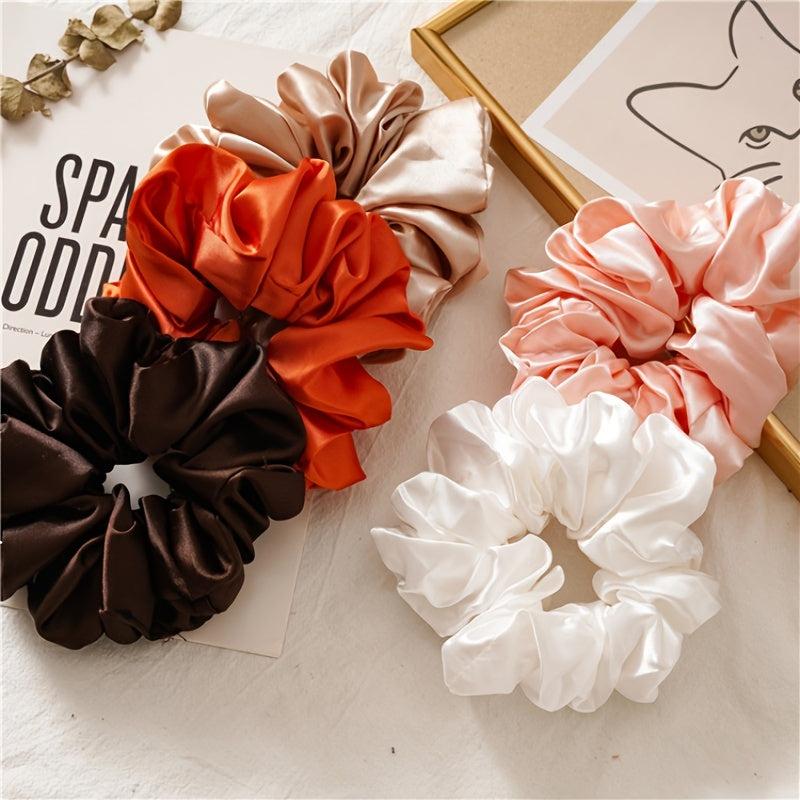 French Silk Hair Scrunchies for Women Girls - Curly Fine Thick Thin Hair