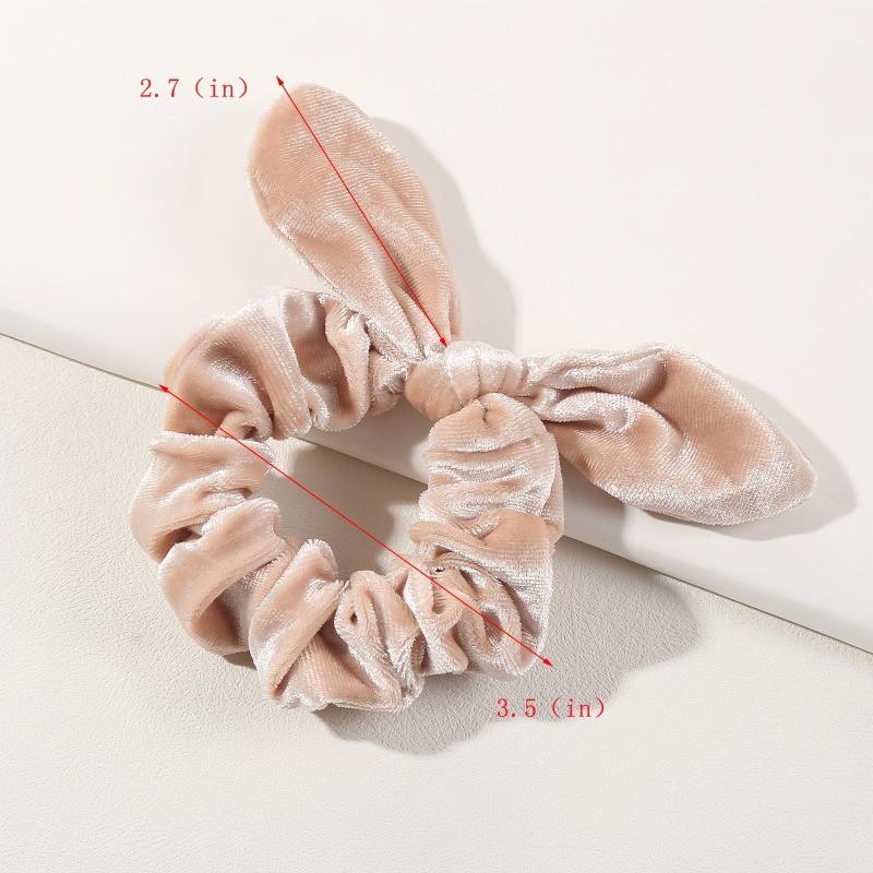 6pcs Bunny Ear Hair Ties Scrunchies With Bow For Girls