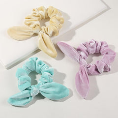 6pcs Bunny Ear Hair Ties Scrunchies With Bow For Girls