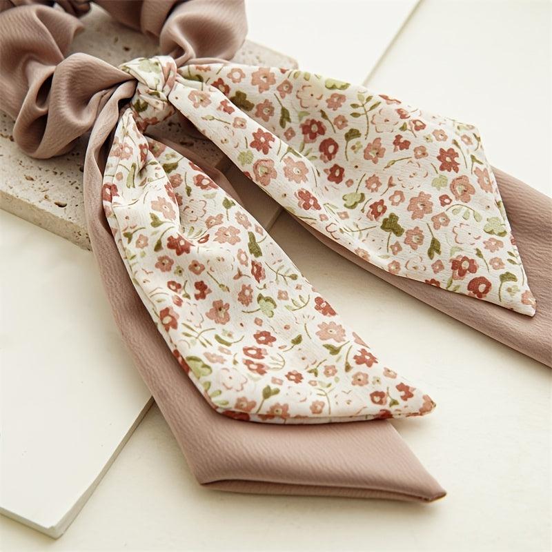 Boho Floral Scarf Scrunchies Hair Tie