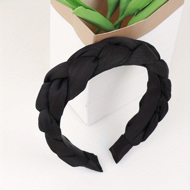 Vintage Fabric Twist Braided Hairband Solid Hair Hoop For Women Girls