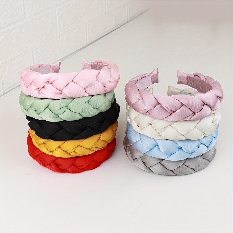 Vintage Fabric Twist Braided Hairband Solid Hair Hoop For Women Girls