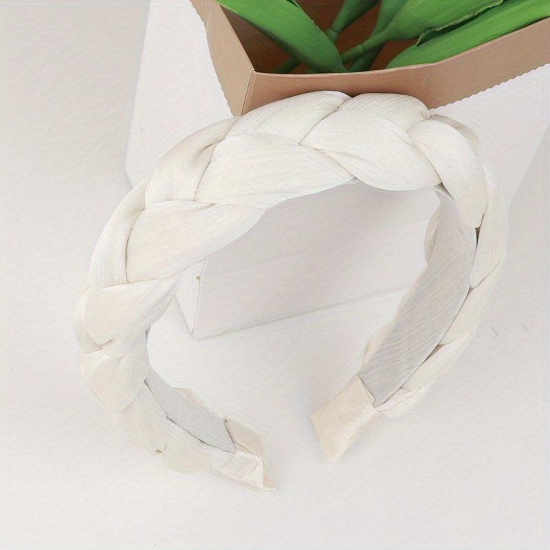 Vintage Fabric Twist Braided Hairband Solid Hair Hoop For Women Girls