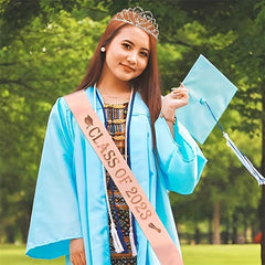 Rhinestone Alloy Tiara Graduation Crown With Belt Senior Year Gift