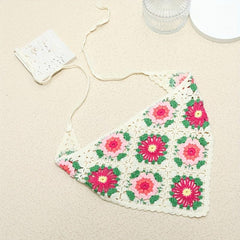 Sweet Flower Crochet Triangle Scarf Headband Hair Accessories
