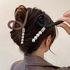 Faux Pearl Hair Claw Nonslip Ponytail Holder for Women