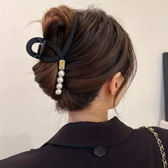 Faux Pearl Hair Claw Nonslip Ponytail Holder for Women