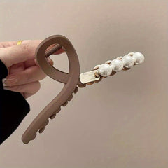 Faux Pearl Hair Claw Nonslip Ponytail Holder for Women