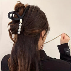 Faux Pearl Hair Claw Nonslip Ponytail Holder for Women