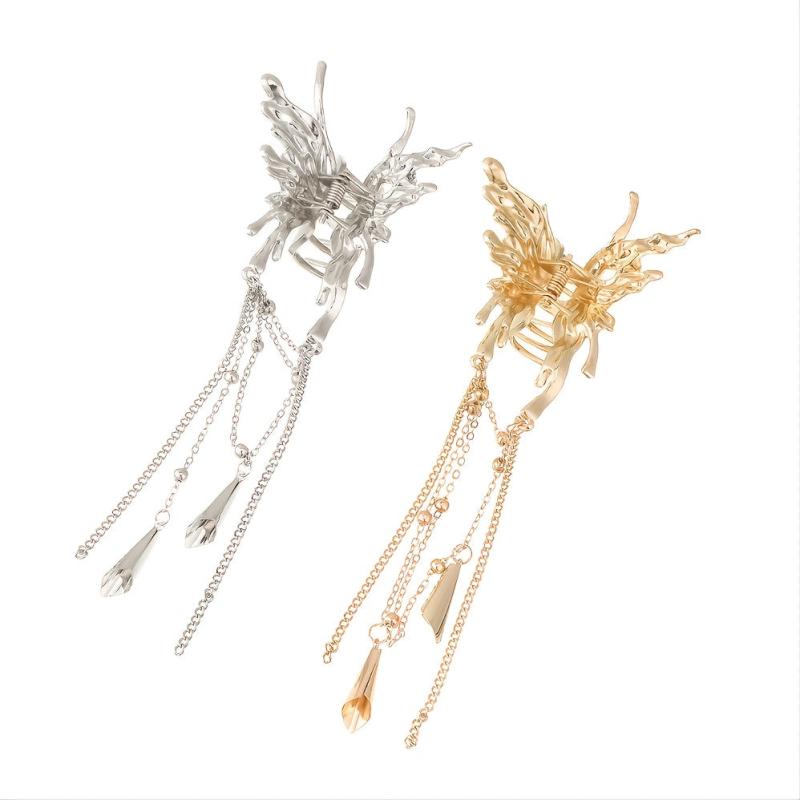 Ladies Butterfly Tassel Hair Clip Metal Small Hair Clip Banquet