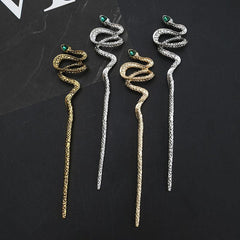 Snake Shape Crystal Hairpin Retro Metal Hair Stick Ponytail Holder