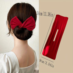 Minimalist Bow Charm Hair Bun Maker Solid Hair Band Magic Styling Accessory