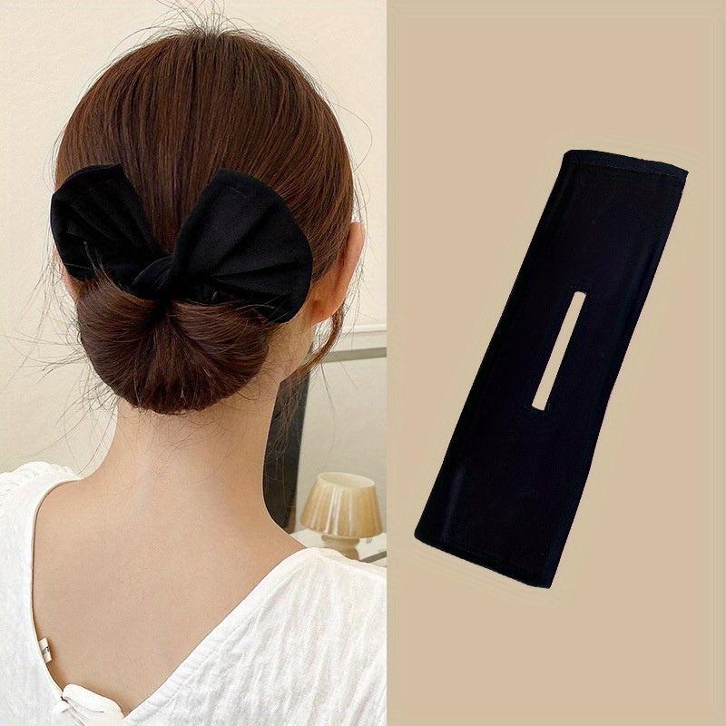Minimalist Bow Charm Hair Bun Maker Solid Hair Band Magic Styling Accessory