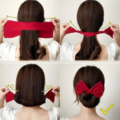 Minimalist Bow Charm Hair Bun Maker Solid Hair Band Magic Styling Accessory