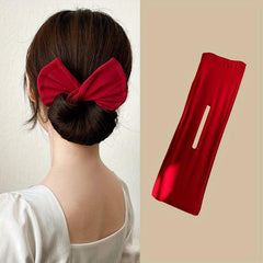 Minimalist Bow Charm Hair Bun Maker Solid Hair Band Magic Styling Accessory