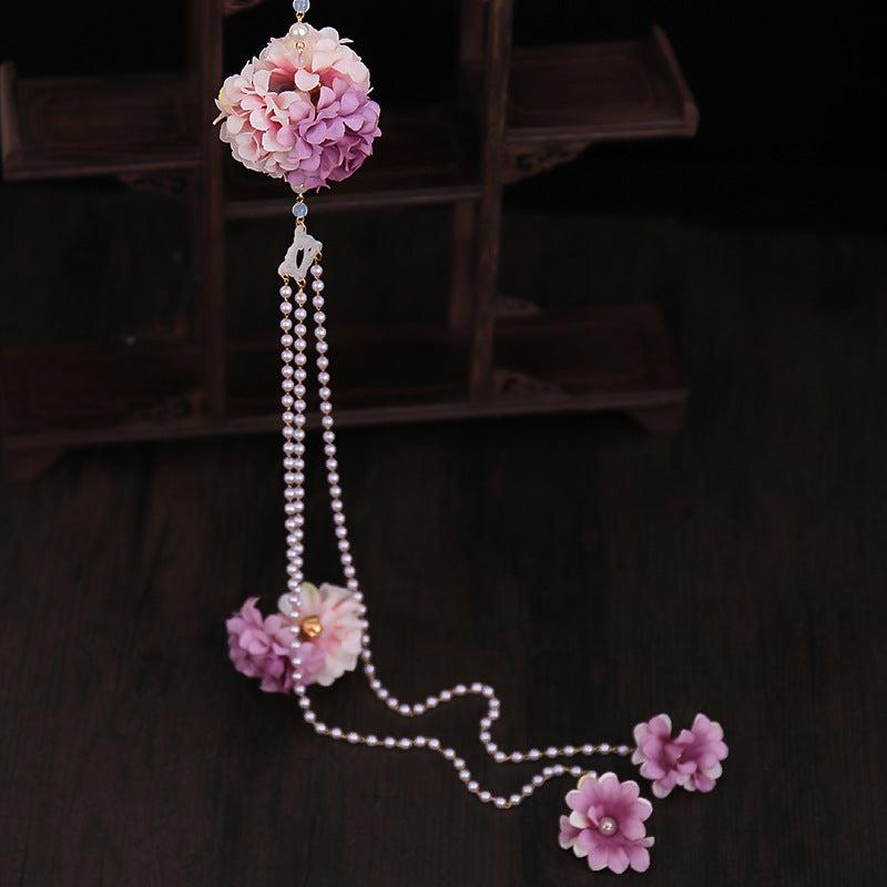 Chinese Style Waist Accessories Hanfu Pearl Tassel Silk Flower