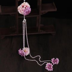 Chinese Style Waist Accessories Hanfu Pearl Tassel Silk Flower