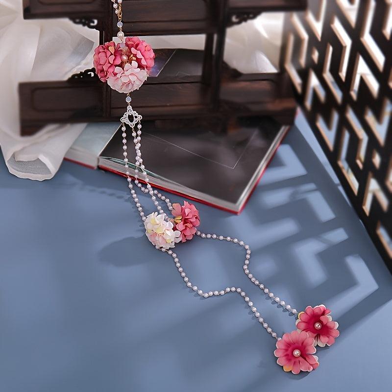 Chinese Style Waist Accessories Hanfu Pearl Tassel Silk Flower