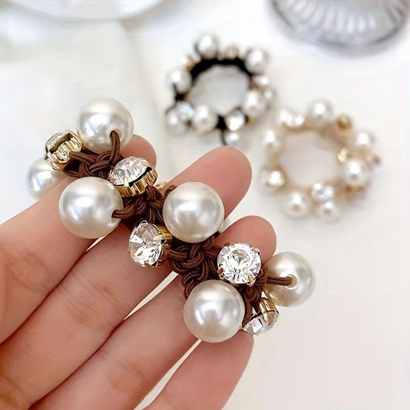 Faux Pearl Head Tie Female Hair Rope Headdress