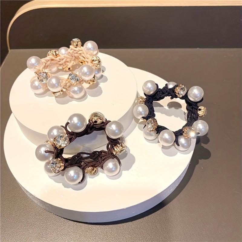 Faux Pearl Head Tie Female Hair Rope Headdress