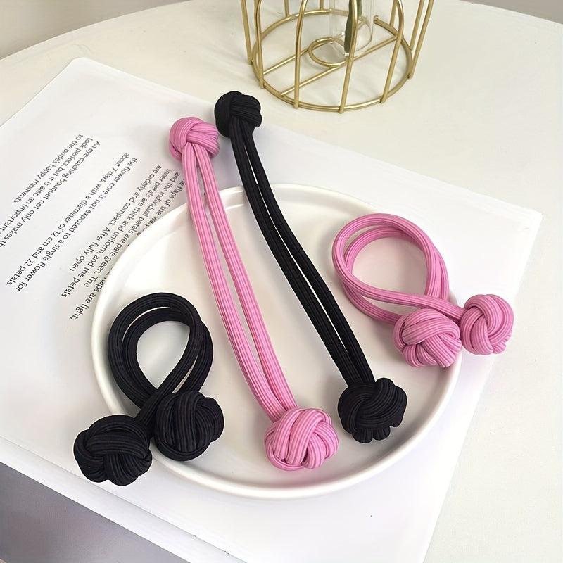 4PCS Large Double Knot Rope Hair Bands Seamless Hair Tie Ponytail Holder