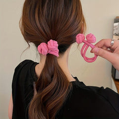 4PCS Large Double Knot Rope Hair Bands Seamless Hair Tie Ponytail Holder
