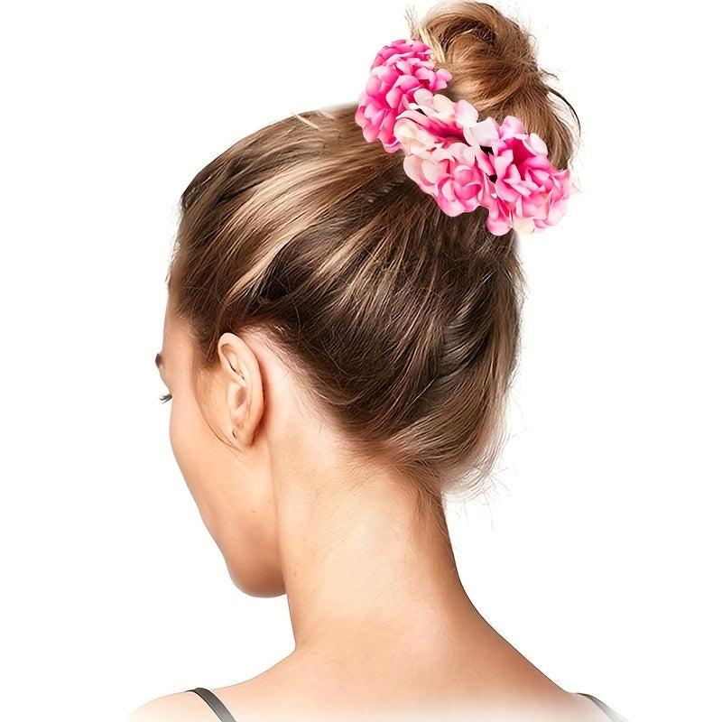 Boho Fabric Flower Hair Tie Elastic Hair Band