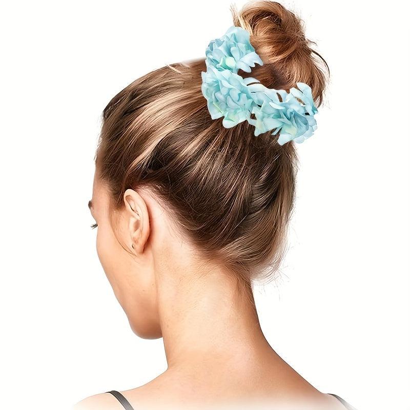 Boho Fabric Flower Hair Tie Elastic Hair Band