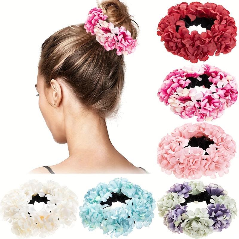 Boho Fabric Flower Hair Tie Elastic Hair Band