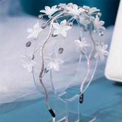 Flower Beaded Wavy Headband Wide Hair Band for Party Prom