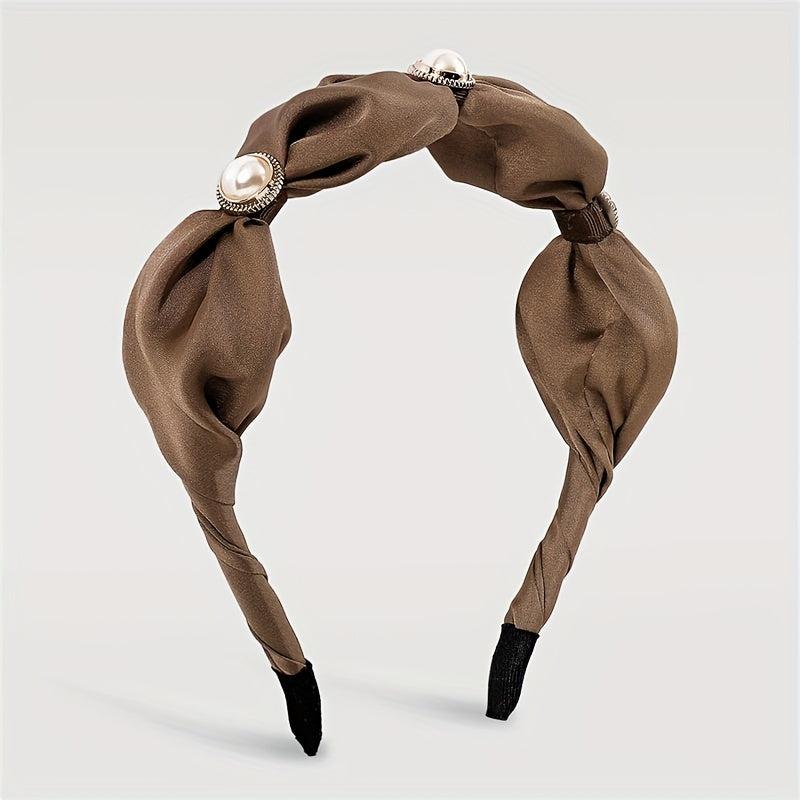 Faux Pearl Satin Hair Band Female Headband Hair Accessories