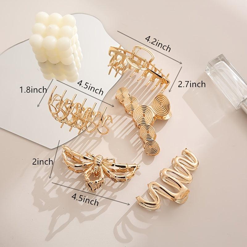 Golden Metal Hair Claw Clips For Women Strong Hold Hair Clamps