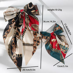 Chain Print Bow Barrettes Ribbon Hair Pins Hair Accessories 2pcs