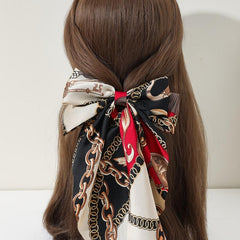 Chain Print Bow Barrettes Ribbon Hair Pins Hair Accessories 2pcs