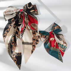 Chain Print Bow Barrettes Ribbon Hair Pins Hair Accessories 2pcs