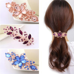 Large Flower Hair Barrette Clips Rhinestone Hairpin Accessories