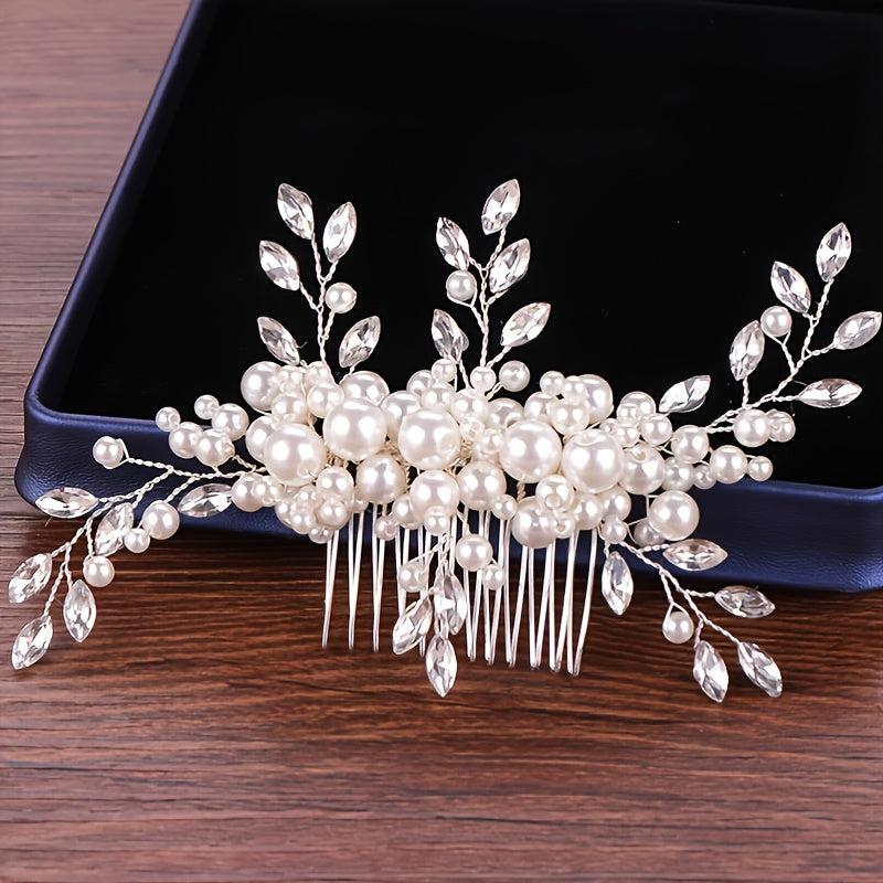 Rhinestones Floral Vine Leaves Bridal Hair Comb