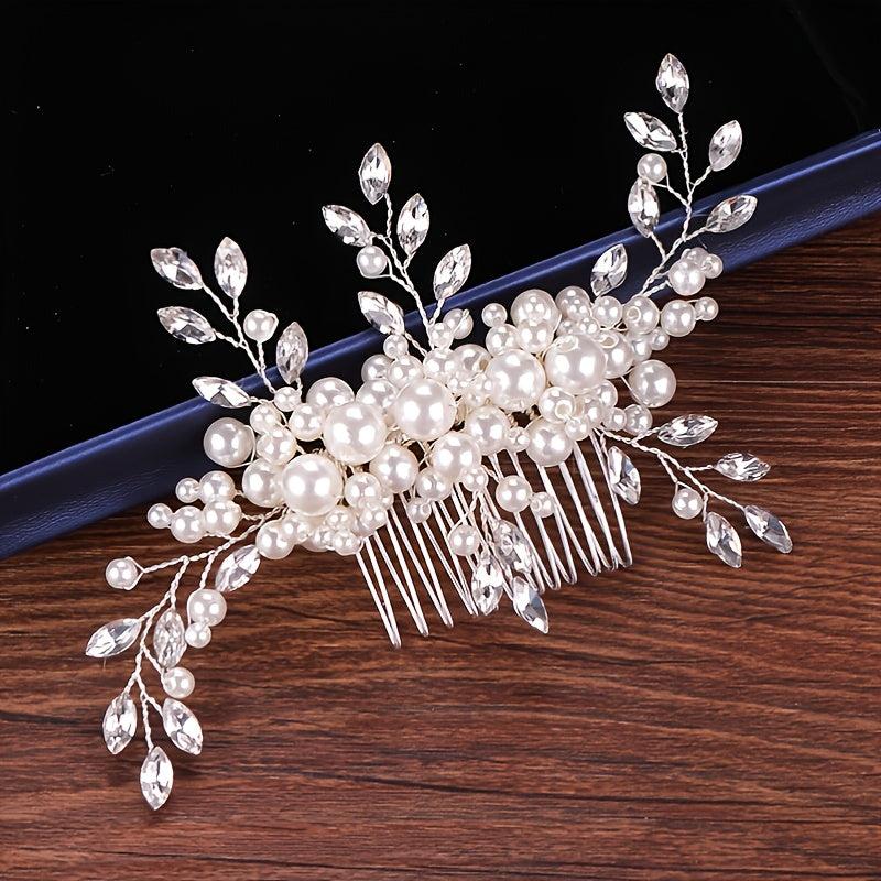 Rhinestones Floral Vine Leaves Bridal Hair Comb