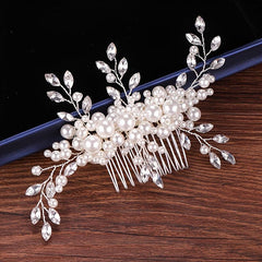 Rhinestones Floral Vine Leaves Bridal Hair Comb
