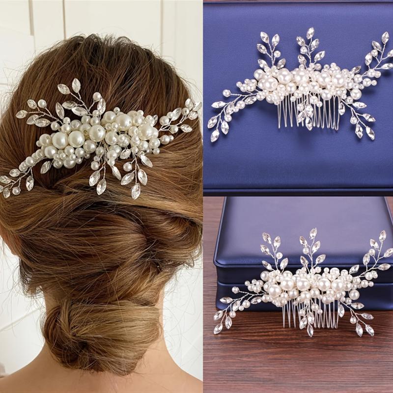 Rhinestones Floral Vine Leaves Bridal Hair Comb