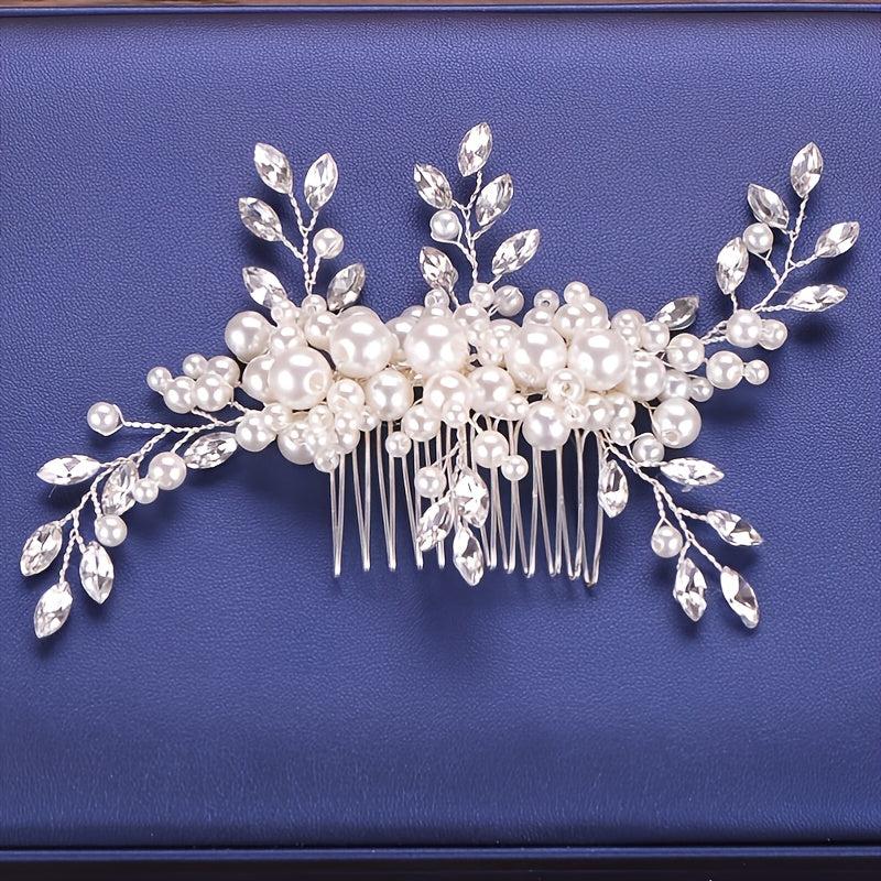 Rhinestones Floral Vine Leaves Bridal Hair Comb