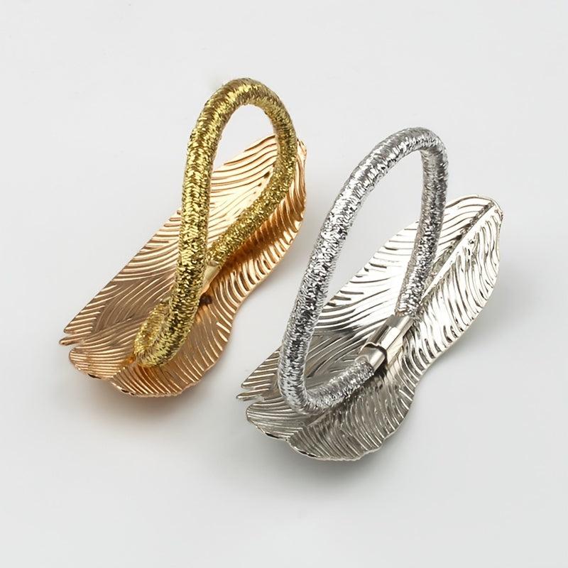 Metal Leaves Hair Elastics Ties Stretchy Rubber Bands Ponytail Holder