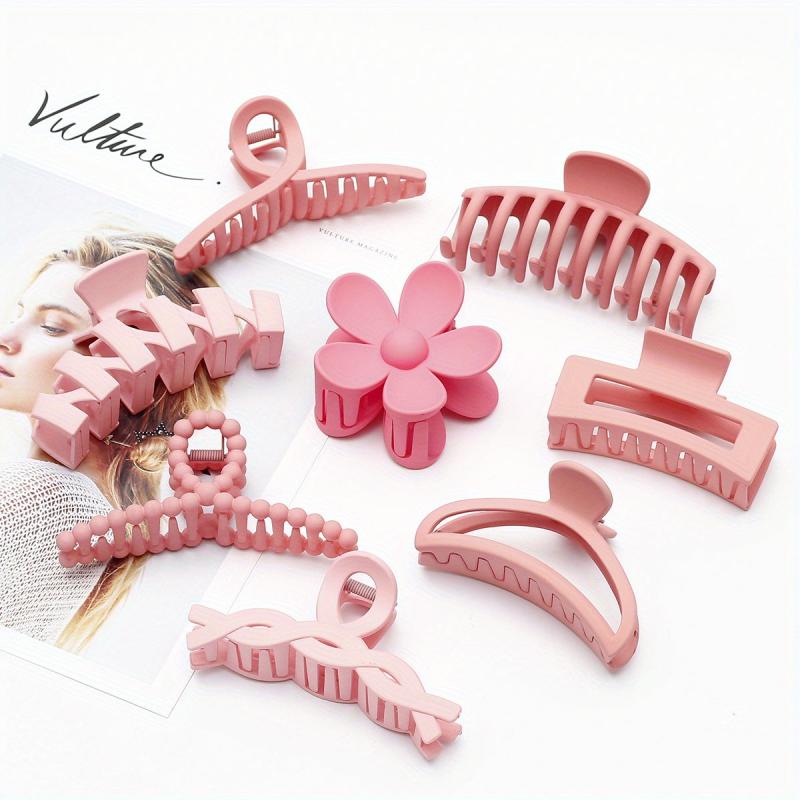 8pcs Solid Hair Claw Shark Clip Ponytail Holder Jaw Clip Non-slip for Women