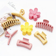8pcs Solid Hair Claw Shark Clip Ponytail Holder Jaw Clip Non-slip for Women