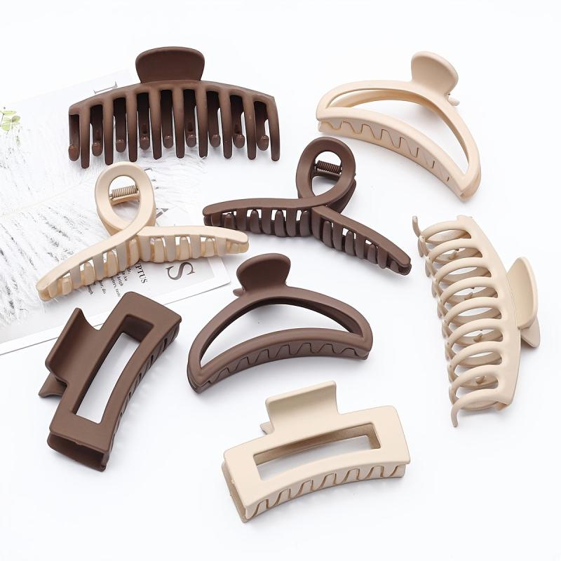 8pcs Solid Hair Claw Shark Clip Ponytail Holder Jaw Clip Non-slip for Women