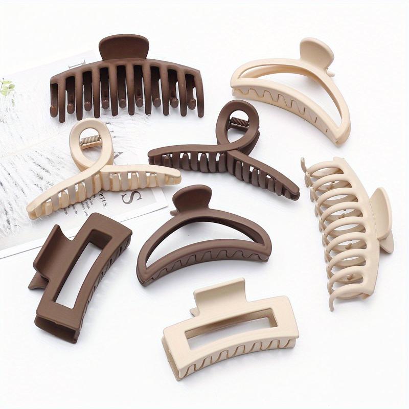 8pcs Solid Hair Claw Shark Clip Ponytail Holder Jaw Clip Non-slip for Women