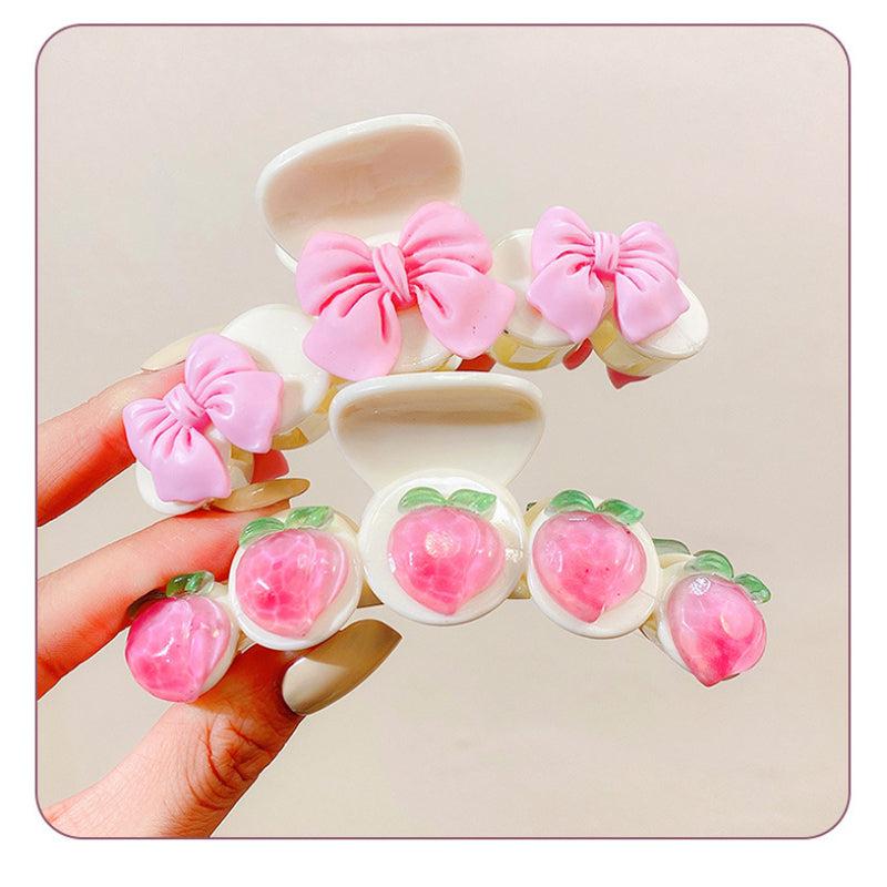 3pcs Peach Pattern Hair Claw Back Head Hair Claw Female Hair Accessories