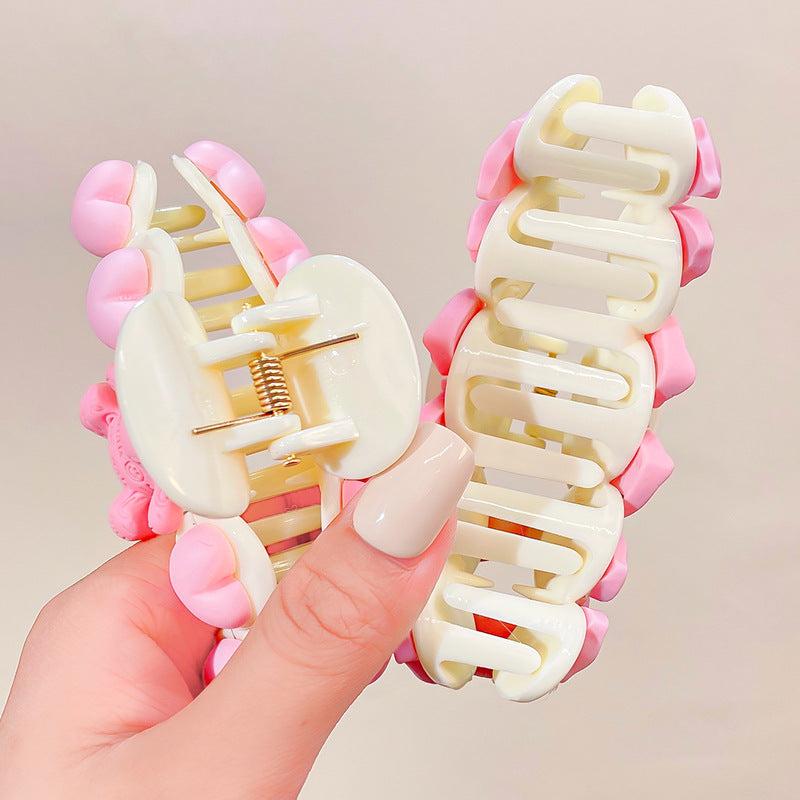 3pcs Peach Pattern Hair Claw Back Head Hair Claw Female Hair Accessories