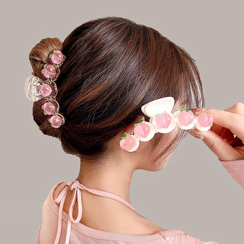 3pcs Peach Pattern Hair Claw Back Head Hair Claw Female Hair Accessories